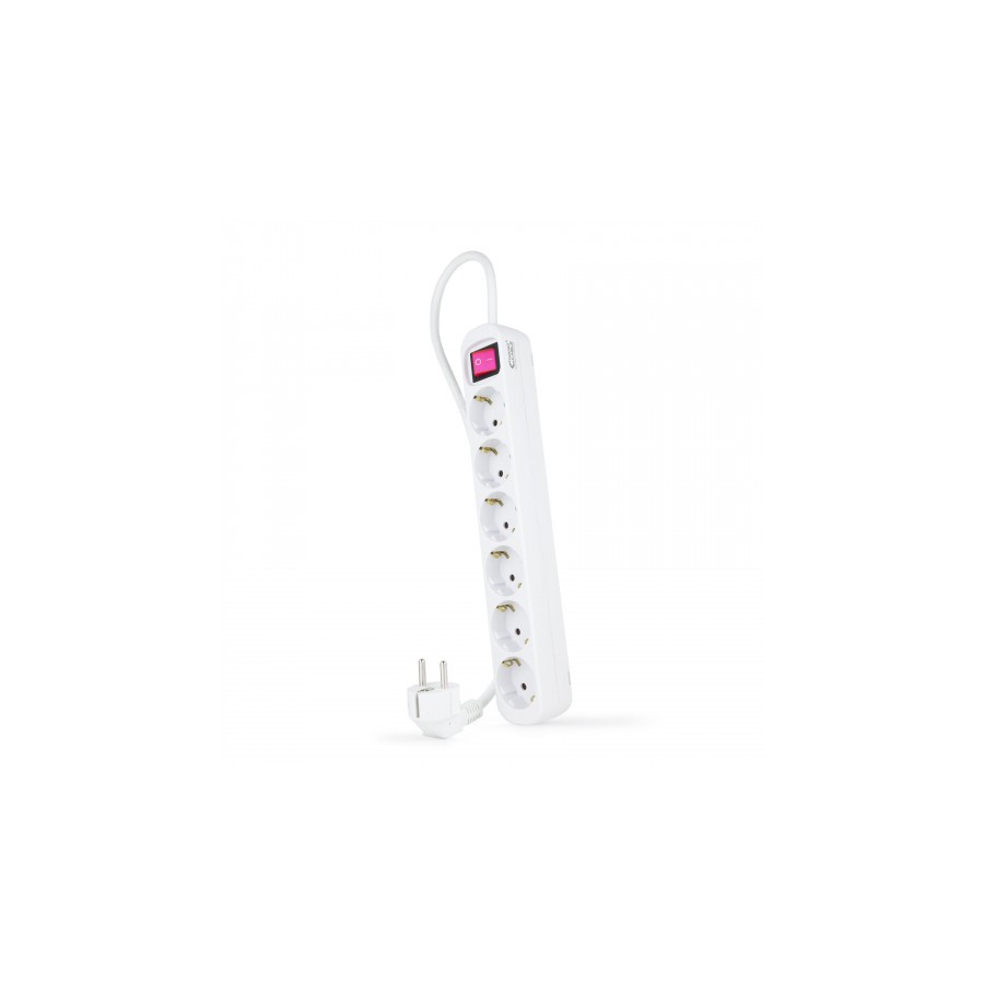 9387-Nanocable Regleta de enchufes de 6 tomas con interruptor, 1.4 metros Blanca