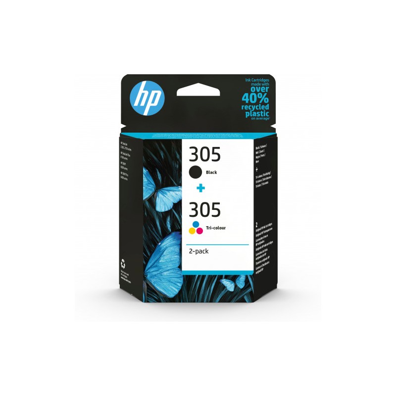 9394-HP Paquete de 2 cartuchos de tinta original 305 tricolor / negro 9394-HP Paquete de 2 cartuchos de tinta original 305 tricolor / negro