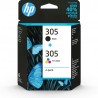 9394-HP Paquete de 2 cartuchos de tinta original 305 tricolor / negro