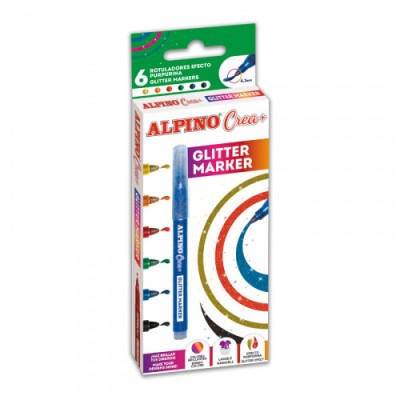 SET CREA GLITTER MARKER ROTULADOR CON PURPURINA PARA DECORAR ALPINO AR000178