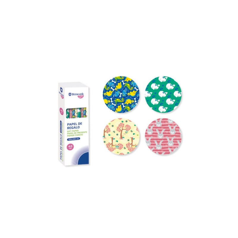 9512-PAPEL DE REGALO INFANTIL JUGUETES 100X300 CM BISMARK 329862