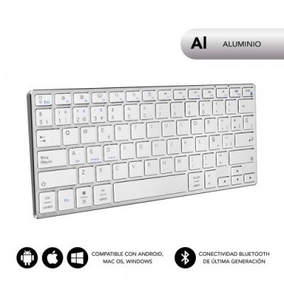 SUBBLIM Teclado Wireless Bluetooth Aluminio Advance Compact Silver