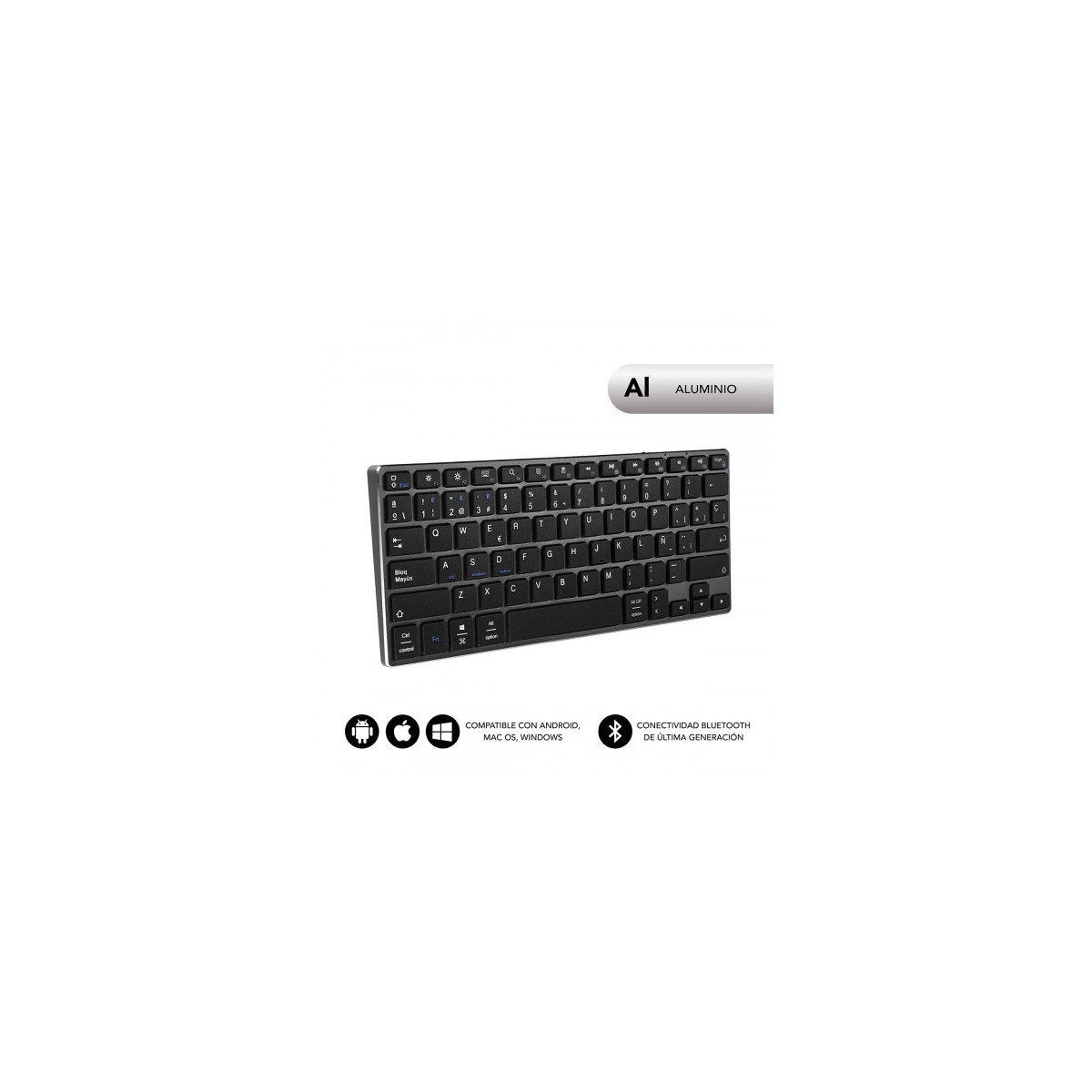 SUBBLIM Teclado Wireless Bluetooth Aluminio Advance Compact Grey