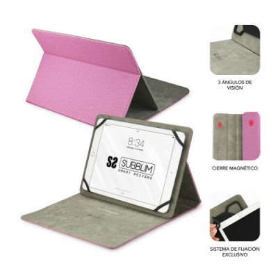 SUBBLIM Funda Tablet Clever Stand Tablet Case 101 Pink