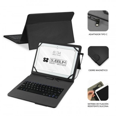 SUBBLIM Funda con Teclado Micro USB USB C KEYTAB PRO USB 101 Black