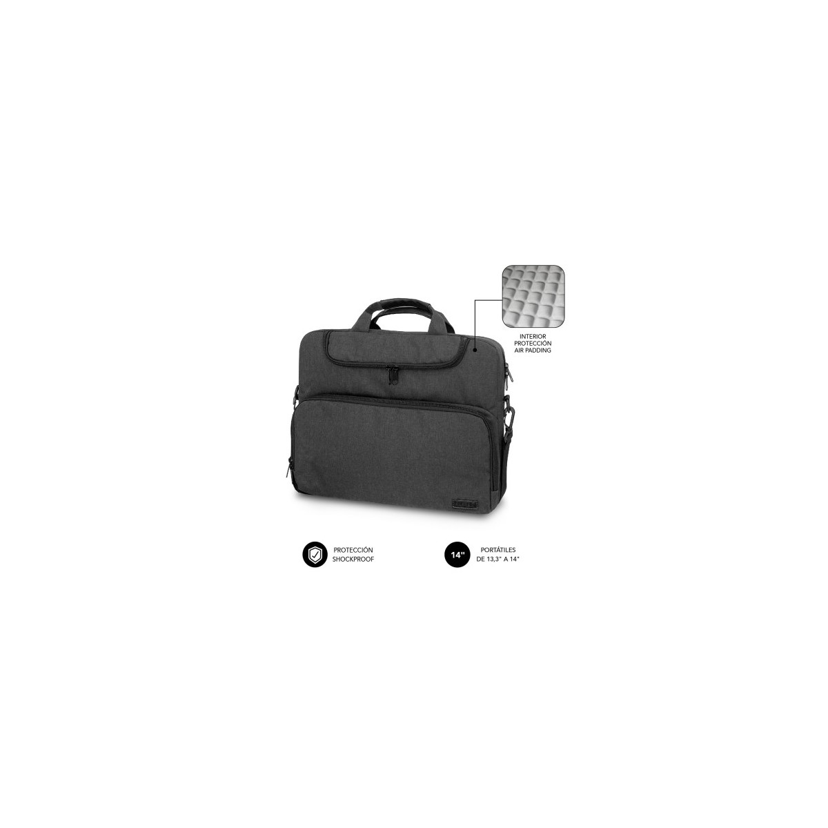 SUBBLIM Maletin Ordenador Air Padding Laptop bag 133 14 Gris Oscuro