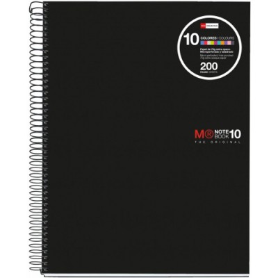 CUADERNO ESPIRAL NB 10 A4 200 HOJAS 5X5MM POLIPROPILENO NEGRO MIQUELRIUS 47009