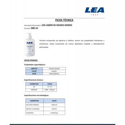 JABoN DE MANOS DERMO CON DISPENSADOR 500 ML LEA AE545