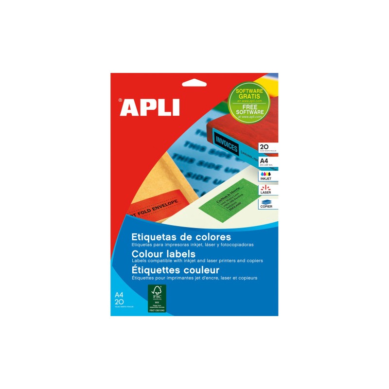 9698-PACK 20 HOJAS (200 UDS) ETIQUETAS AMARILLAS 210X297MM APLI 1599 9698-PACK 20 HOJAS (200 UDS) ETIQUETAS AMARILLAS 210X297MM APLI 1599