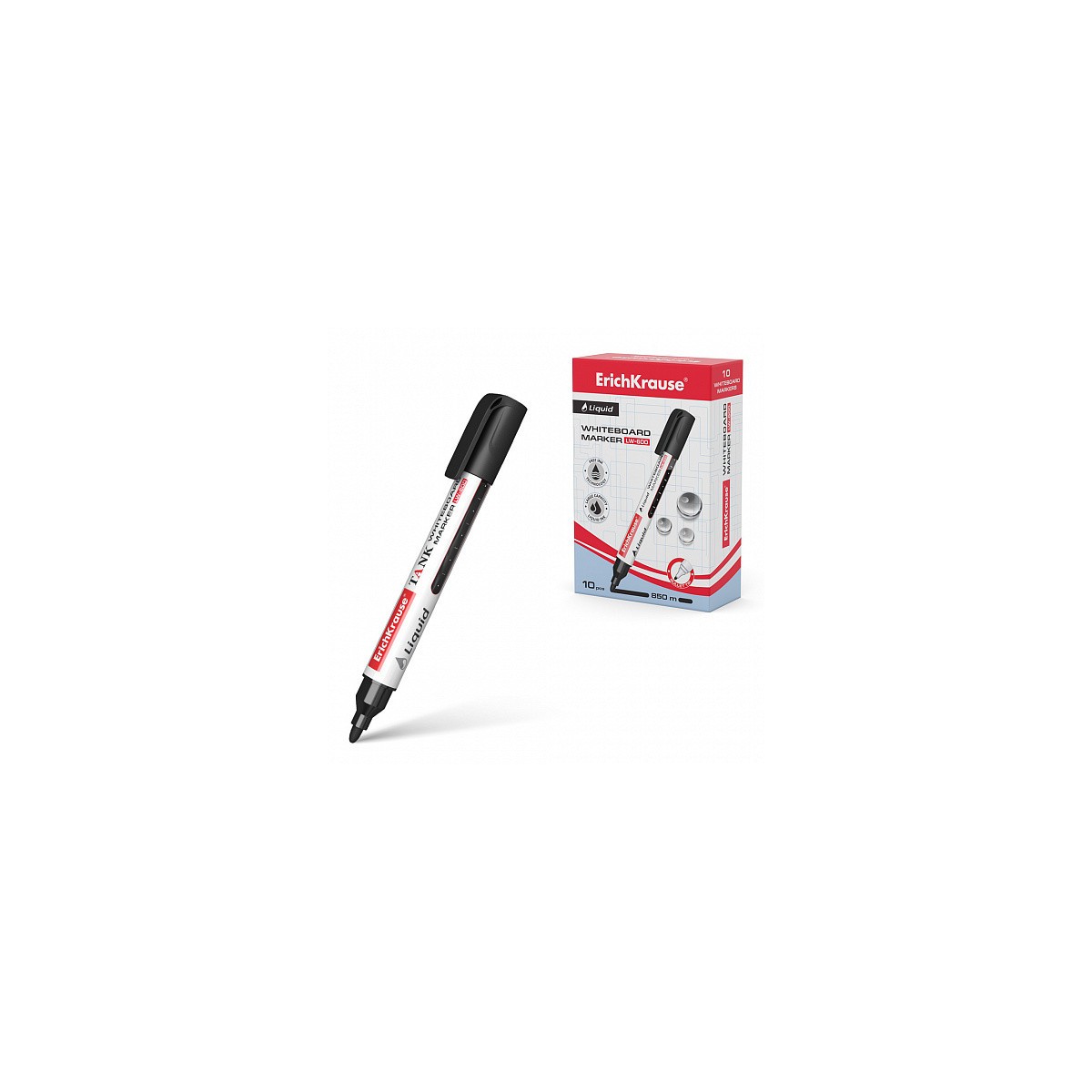 MARCADOR PIZARRA BLANCA CON TINTA LiQUIDA LIQUID LW 600 TINTA COLOR NEGRO ERICH KRAUSE 48774