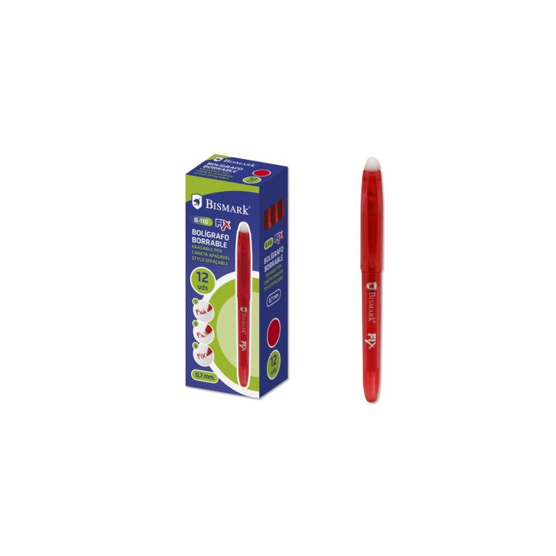 9849-BOLIGRAFO BORRABLE C/CAPUCHON ROJO.0.7MM BISMARK 327530