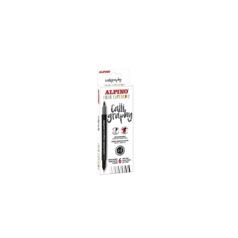9937-ESTUCHE 6 ROTULADORES CALLYGRAPHY DOBLE PUNTA TONOS GRISES COLOR EXPERIENCE ALPINO AR001040
