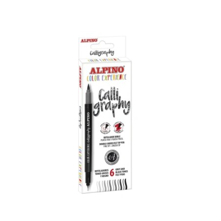 9937-ESTUCHE 6 ROTULADORES CALLYGRAPHY DOBLE PUNTA TONOS GRISES COLOR EXPERIENCE ALPINO AR001040