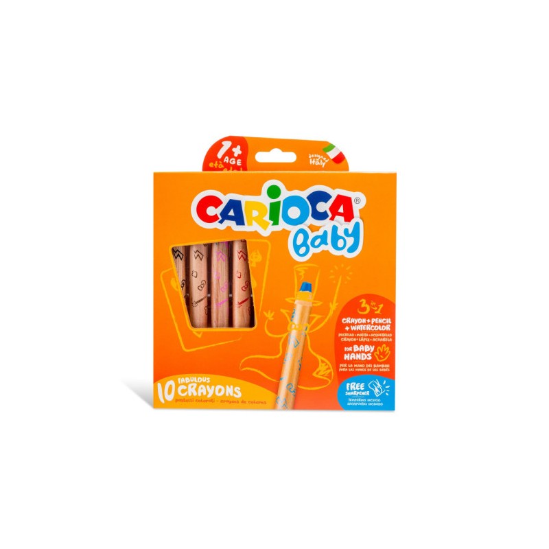 9952-CAJA 10 LAPICES 3 EN 1 + SACAPUNTAS CARIOCA BABY 42818